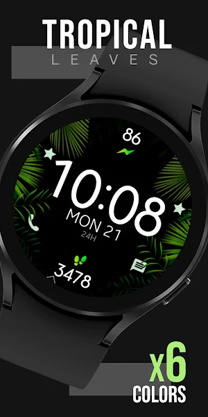 Tropical Leaves Watch Face Screenshot 0
