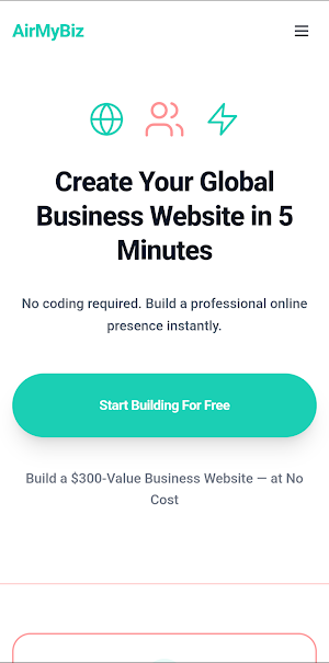 AirMyBiz Website & CV Builder Screenshot 0