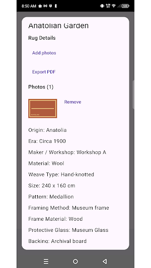 RugFrame Passport Ledger Screenshot 1