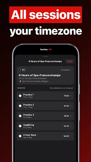 RaceDay - Motorsport Calendar Screenshot 1