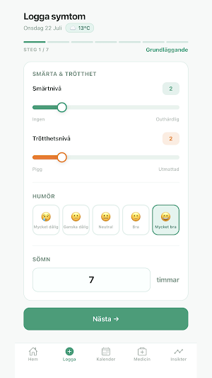 Symtomloggen Screenshot 1