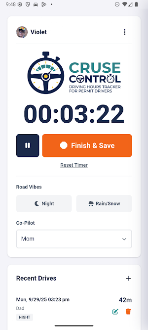 Cruse Control: Driving Log Screenshot 1