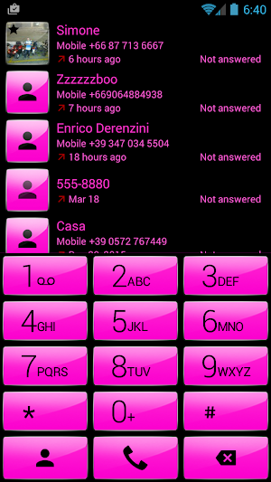 Dialer Gloss Pink Theme Screenshot 0