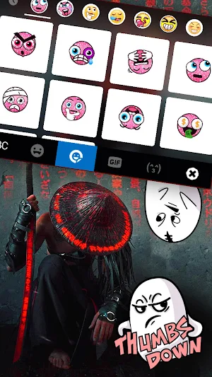 Neon Red Samurai Keyboard Background Screenshot 2