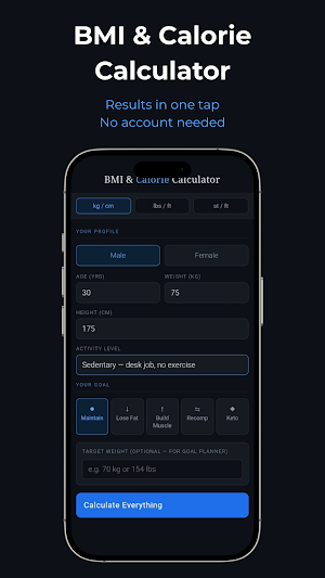 BMI & Calorie Calculator Screenshot 0