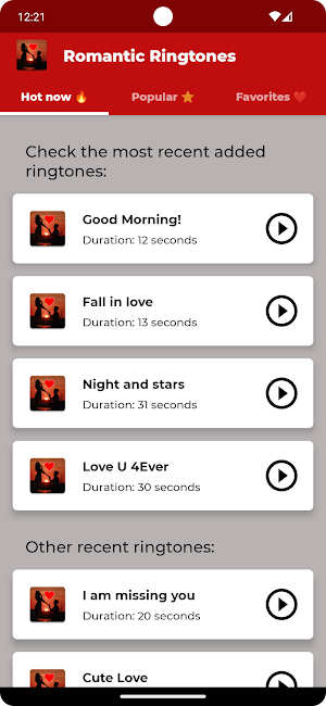 Love ringtones Screenshot 1