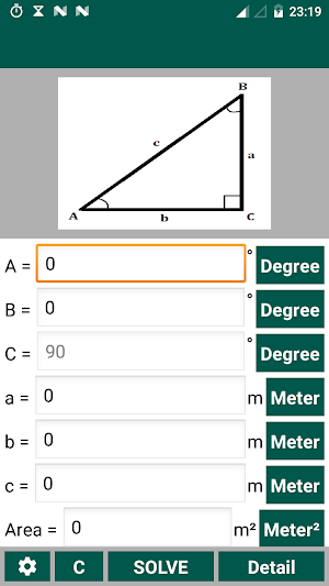 Right Angled Triangle Calculator and Solver Screenshot 0