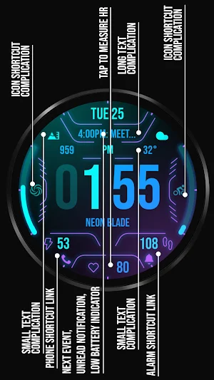 Neon Attack Watch Face 037 Screenshot 3