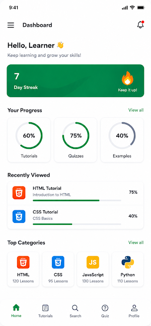 w3 Schools app Screenshot 0