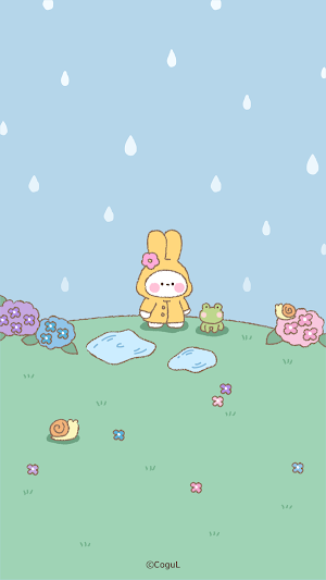 카카오톡 테마 - 비오는 날 바니 Screenshot 0