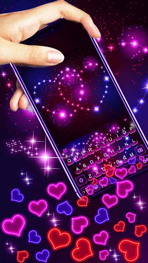 Neon Hearts Gravity Keyboard Theme Screenshot 1