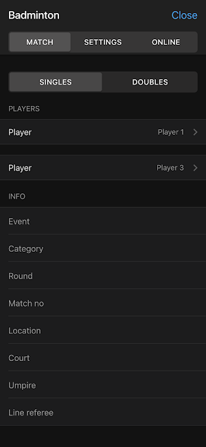 Badminton Scores Screenshot 1