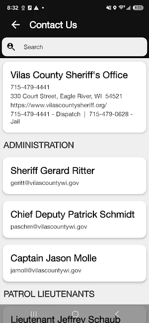 Vilas County Sheriff's Office Screenshot 1