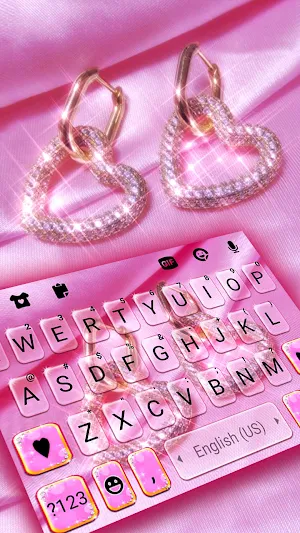 Pink Hearts Diamond Keyboard Background Screenshot 0