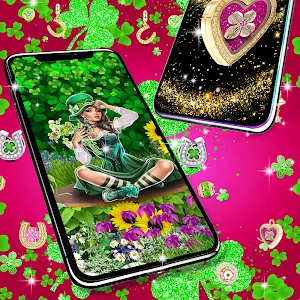 Green lucky clover charms live wallpaper Screenshot 3