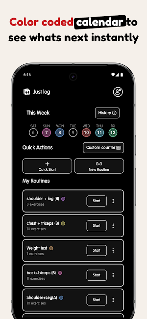 Workout tracker Log - Justlog Screenshot 1