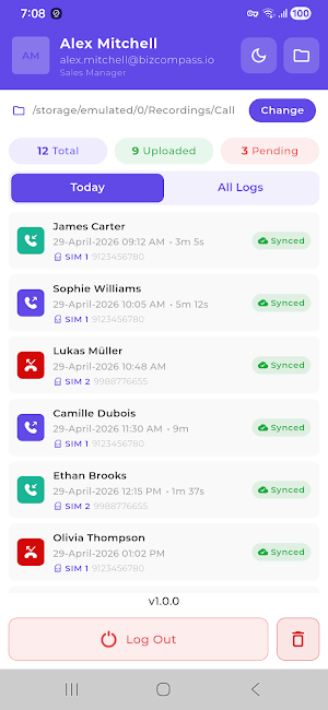 Bizcompass® Call Logger Screenshot 0