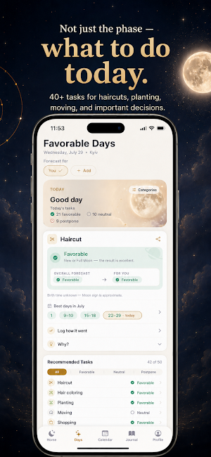 Povnia: Moon Phase Calendar Screenshot 1