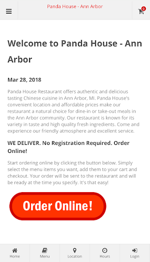 Panda House Ann Arbor Online Ordering Screenshot 0