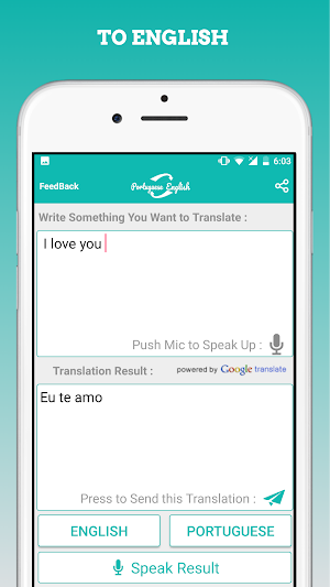 Portuguese English Translator Screenshot 2