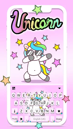 Pink Cute Unicorn Keyboard Background Screenshot 0