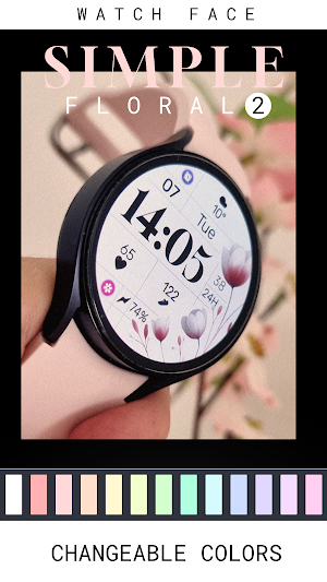 Simple Floral 2 Watch Face Screenshot 1