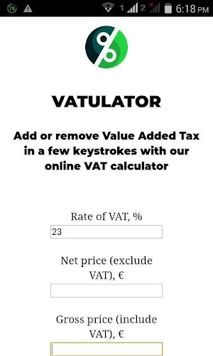 VAT calculator Vatulator Screenshot 0