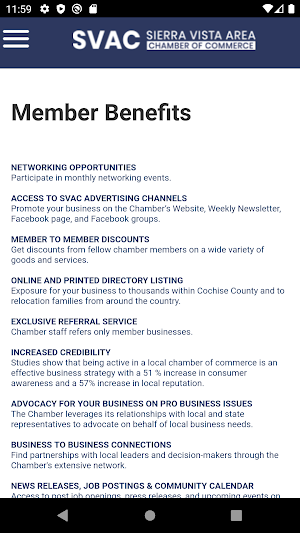 Sierra Vista Area Chamber Screenshot 1