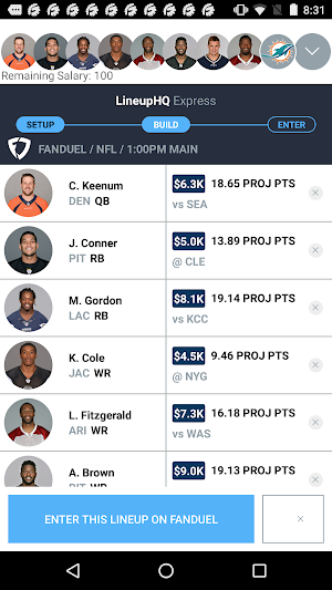 LineupHQ: FanDuel Lineups Screenshot 1