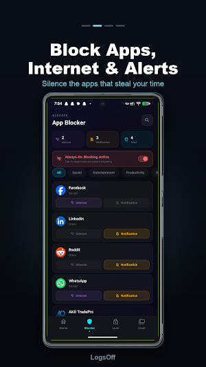 LogsOff: Apps Internet Blocker Screenshot 1
