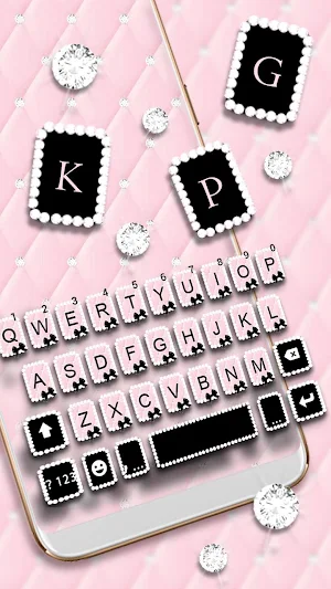 Pink Girly Diamonds Keyboard Theme Screenshot 0
