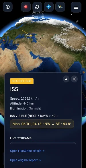 LiveGlobe: ISS & Earthquakes Screenshot 0