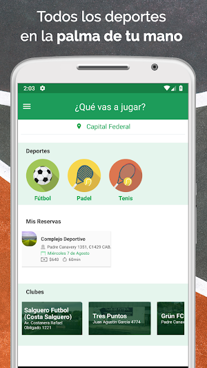 Alquila tu Cancha - Reserva de deportes online Screenshot 1