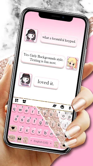 Girly Pink Glitter Keyboard Theme Screenshot 0