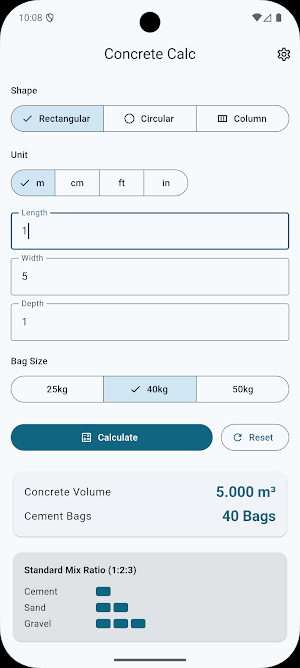 Concrete Calculator Screenshot 1