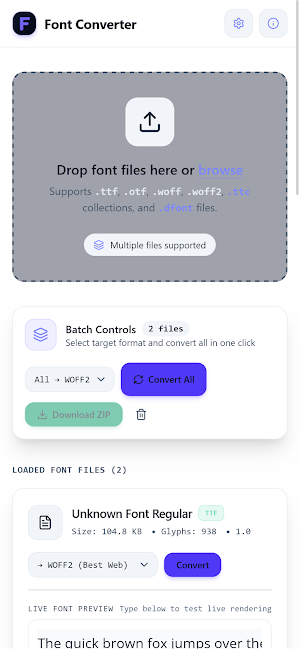 Font Converter: TTF OTF WOFF2 Screenshot 2