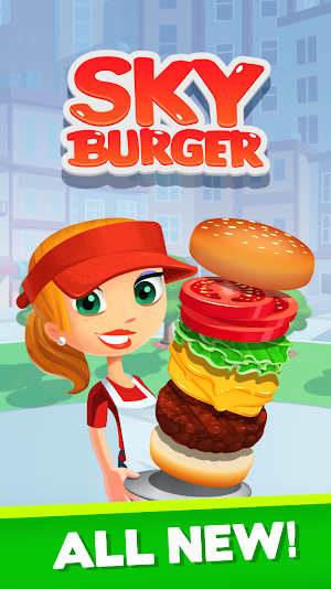 Sky Burger 🍔 Endless Hamburger Stacking Food Game Screenshot 0