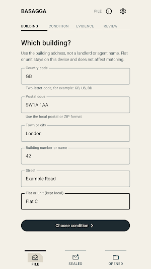 Basagga: Tenant Evidence Screenshot 1