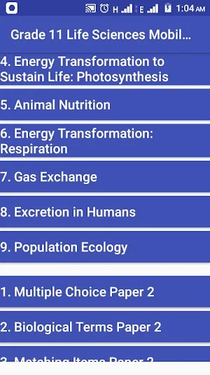 Grade 11 Life Sciences Mobile Application Screenshot 1