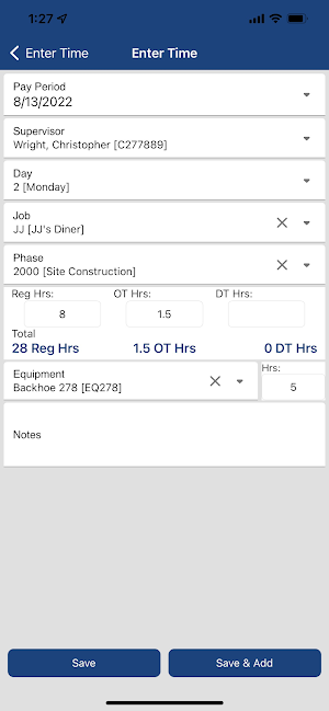 Job Cost Inc Time Card App Screenshot 1