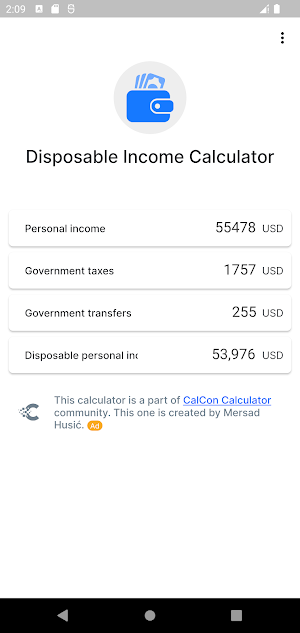 Disposable Income Calculator Screenshot 0