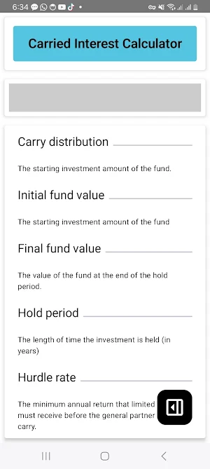 Carried Interest Calculator Screenshot 2