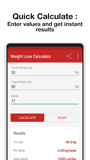 Weight Loss Calculator Screenshot 1