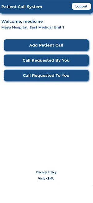 KEMU Patient Call Screenshot 2