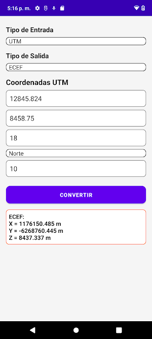 Coordinate converter: UTM-ECEF Screenshot 3