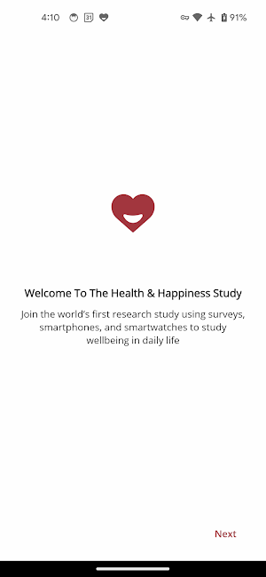 Health & Happiness Study Screenshot 1