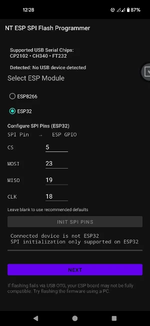 NT ESP SPI Flash Programmer Screenshot 3