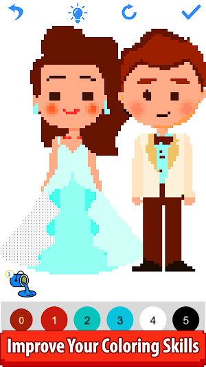 Bride & Groom Color by Number - Pixel Art Coloring Screenshot 2