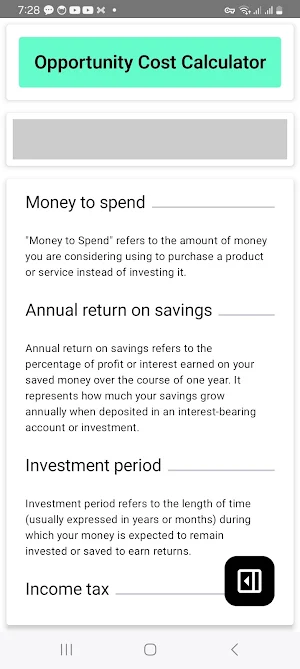 Opportunity Cost Calculator Screenshot 3