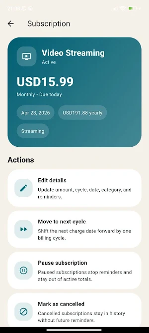 Subwise: Subscription Tracker Screenshot 2